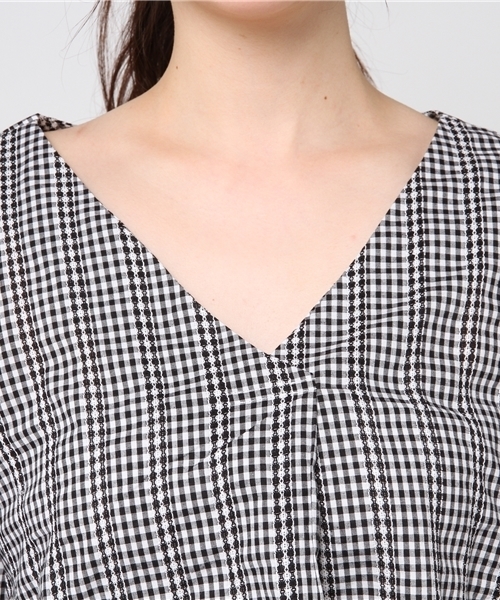 MERLOT（メルロー）の「ギンガムバルーン袖トップス4879（その他トップス・レディース・ネイビー/レッド/ブラック・FREE）」の7枚目の写真