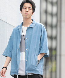 WEGO/デニム5分袖コーチジャケット