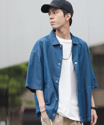 WEGO | WEGO/デニム5分袖コーチジャケット(シャツ/ブラウス)