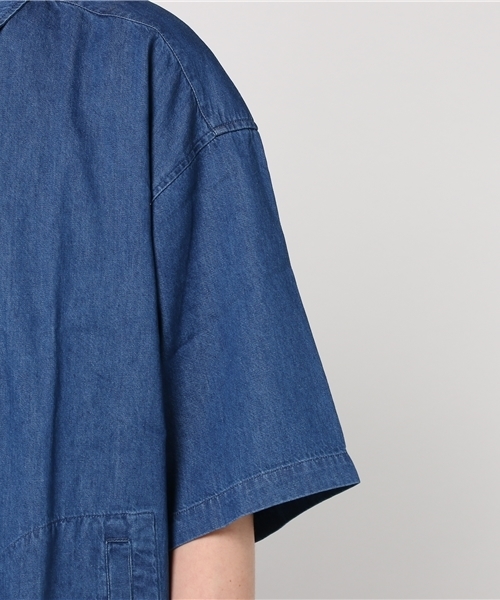 WEGO（ウィゴー）の「WEGO/デニム5分袖コーチジャケット（シャツ/ブラウス・メンズ・ライトインディゴブルー/インディゴブルー・MEDIUM/LARGE）」の10枚目の写真