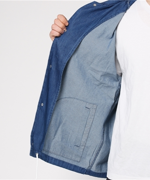 WEGO（ウィゴー）の「WEGO/デニム5分袖コーチジャケット（シャツ/ブラウス・メンズ・ライトインディゴブルー/インディゴブルー・MEDIUM/LARGE）」の12枚目の写真