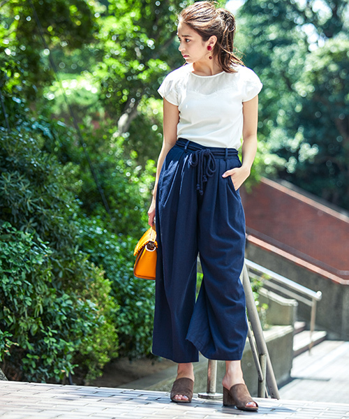 N.（N. Natural Beauty Basic）（エヌエヌナチュラルビューティーベーシック）の「チュール刺しゅうカットソー（Tシャツ/カットソー・レディース・ネイビー/ホワイト/ピンク・MEDIUM）」の10枚目の写真