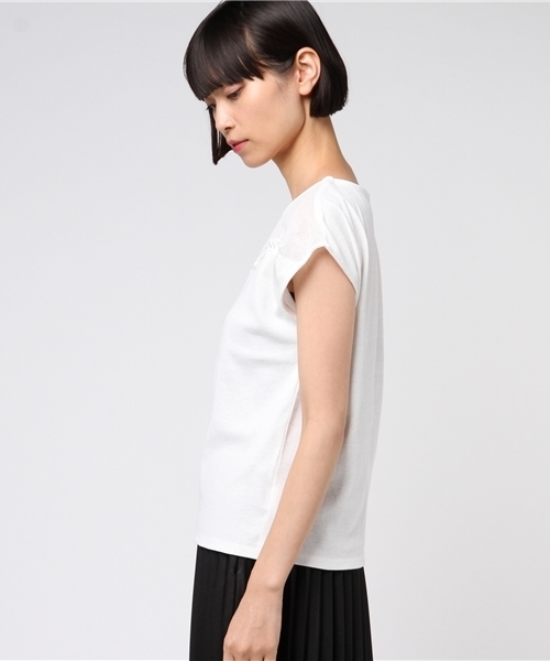 N.（N. Natural Beauty Basic）（エヌエヌナチュラルビューティーベーシック）の「チュール刺しゅうカットソー（Tシャツ/カットソー・レディース・ネイビー/ホワイト/ピンク・MEDIUM）」の5枚目の写真