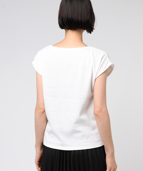 N.（N. Natural Beauty Basic）（エヌエヌナチュラルビューティーベーシック）の「チュール刺しゅうカットソー（Tシャツ/カットソー・レディース・ネイビー/ホワイト/ピンク・MEDIUM）」の6枚目の写真