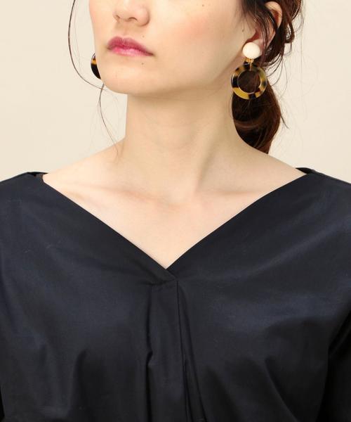 BEAUTY&YOUTH UNITED ARROWS(ビューティーアンドユースユナイテッドアローズ)の「BY コットンギャザーVネックドルマンスリーブワンピース ◆(ワンピース・レディース・ベージュ/オレンジ系その他/ネイビー・FREE)」の20枚目の写真