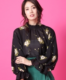 Andemiu | ハナガラハイネックブラウス776598(シャツ/ブラウス)