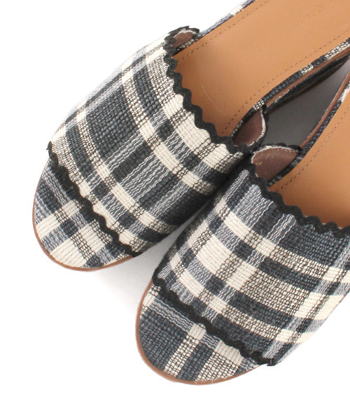 RANDA（ランダ）の「ウェーブカットウェッジサンダル（サンダル・レディース・ブルー/チェック/クリーム・LL/L/S/M）」の7枚目の写真