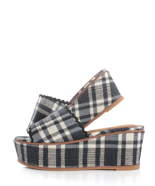 RANDA（ランダ）の「ウェーブカットウェッジサンダル（サンダル・レディース・ブルー/チェック/クリーム・LL/L/S/M）」の10枚目の写真