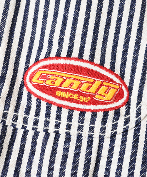 Candy Stripper（キャンディストリッパー）の「OVERPLAY HICKORY JUMPER スカート（ジャンパースカート・レディース・ライトインディゴブルー/インディゴブルー・1/2）」の4枚目の写真