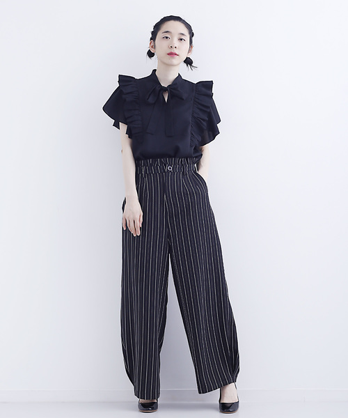 merlot plus（メルロープリュス）の「フリルスリーブブラウス7567（シャツ/ブラウス・レディース・グリーン/アイボリー/ブラック・FREE）」の10枚目の写真