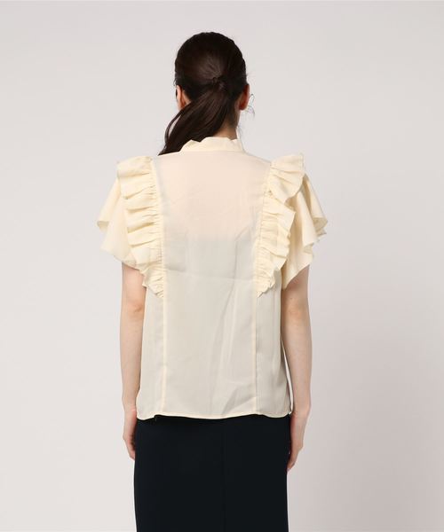 merlot plus（メルロープリュス）の「フリルスリーブブラウス7567（シャツ/ブラウス・レディース・グリーン/アイボリー/ブラック・FREE）」の17枚目の写真