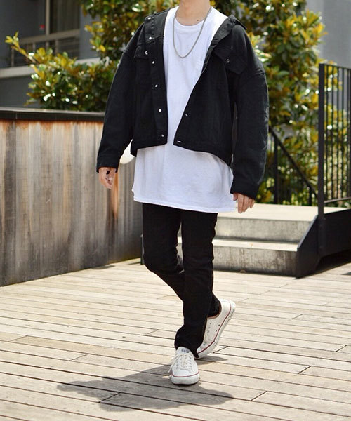 kutir(クティール)の「big denim jacket / ビッグデニムGジャン(デニムジャケット・メンズ・ブラック/サックスブルー・MEDIUM/LARGE)」の5枚目の写真