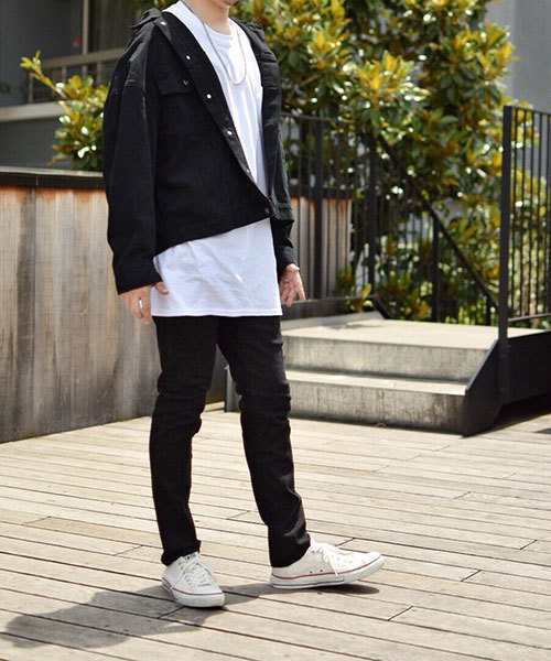kutir(クティール)の「big denim jacket / ビッグデニムGジャン(デニムジャケット・メンズ・ブラック/サックスブルー・MEDIUM/LARGE)」の6枚目の写真