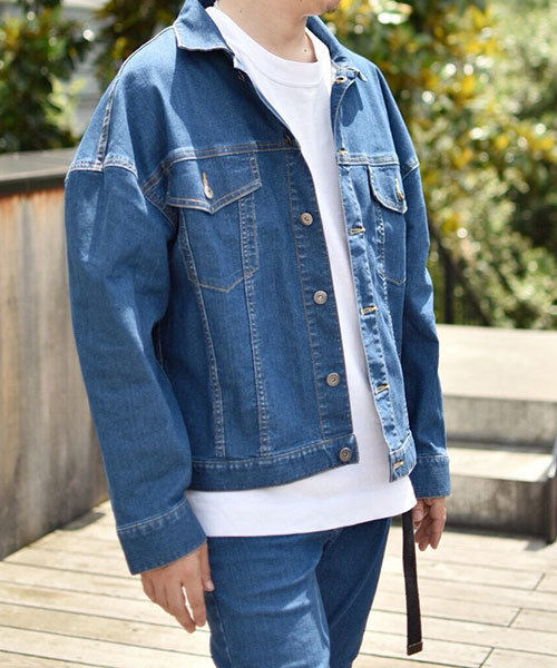 kutir(クティール)の「big denim jacket / ビッグデニムGジャン(デニムジャケット・メンズ・ブラック/サックスブルー・MEDIUM/LARGE)」の8枚目の写真