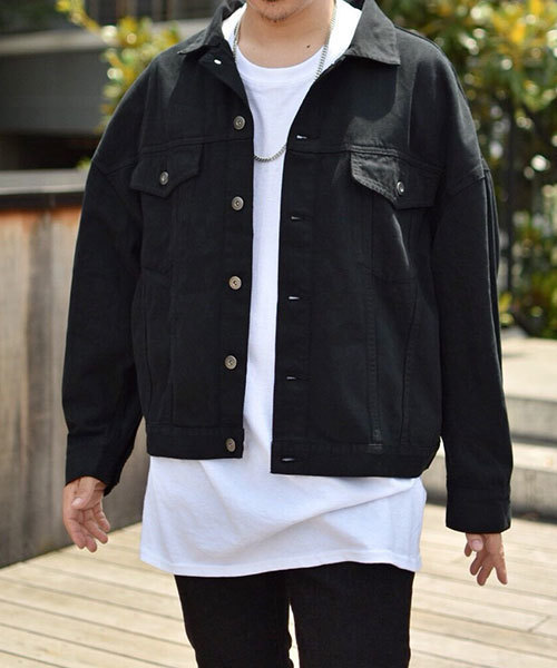 kutir(クティール)の「big denim jacket / ビッグデニムGジャン(デニムジャケット・メンズ・ブラック/サックスブルー・MEDIUM/LARGE)」の13枚目の写真