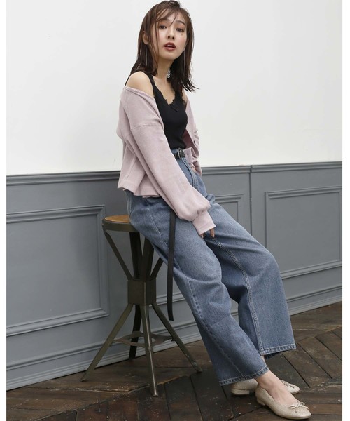 one after another NICE CLAUP(ワンアフターアナザーナイスクラップ)の「サーマルVあきカーディガン(カーディガン/ボレロ・レディース・グレー/ピンク/アイボリー/ベージュ系その他・FREE)」の7枚目の写真