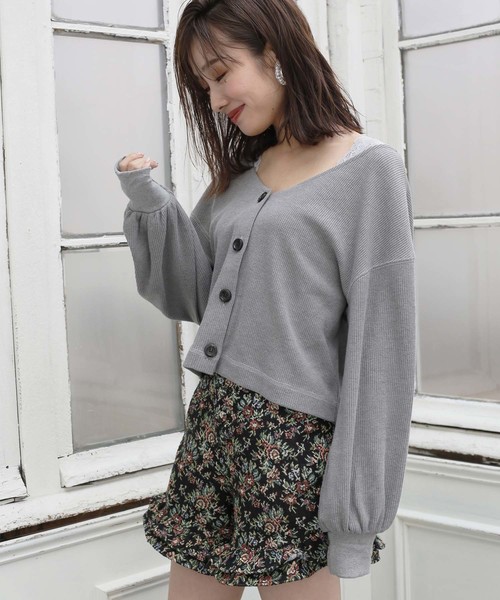 one after another NICE CLAUP(ワンアフターアナザーナイスクラップ)の「サーマルVあきカーディガン(カーディガン/ボレロ・レディース・グレー/ピンク/アイボリー/ベージュ系その他・FREE)」の8枚目の写真