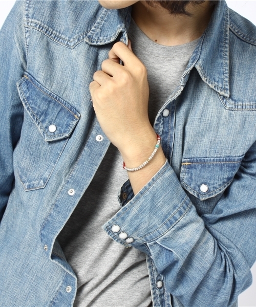 WEGO（ウィゴー）の「WEGO/メタルストーンブレスレット（ブレスレット・メンズ・ブラウン/ブルー/レッド・FREE）」の4枚目の写真