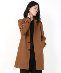 ウールメルトン 比翼ステンカラー ロングコート