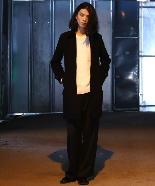 Audience（オーディエンス）の「ウールメルトン 比翼ステンカラー ロングコート（ステンカラーコート・メンズ・ブラック/ネイビー/キャメル/チャコール・M/L/XL）」の20枚目の写真