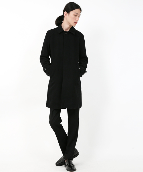 Audience（オーディエンス）の「ウールメルトン 比翼ステンカラー ロングコート（ステンカラーコート・メンズ・ブラック/ネイビー/キャメル/チャコール・M/L/XL）」の15枚目の写真
