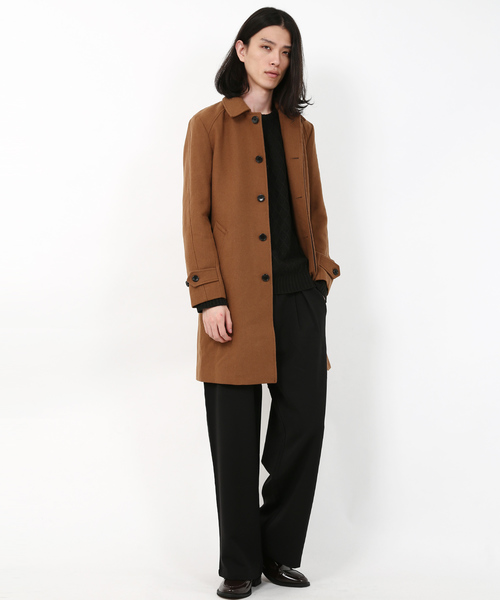 Audience（オーディエンス）の「ウールメルトン 比翼ステンカラー ロングコート（ステンカラーコート・メンズ・ブラック/ネイビー/キャメル/チャコール・M/L/XL）」の21枚目の写真