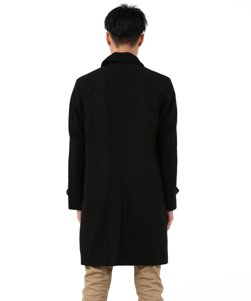 Audience（オーディエンス）の「ウールメルトン 比翼ステンカラー ロングコート（ステンカラーコート・メンズ・ブラック/ネイビー/キャメル/チャコール・M/L/XL）」の7枚目の写真