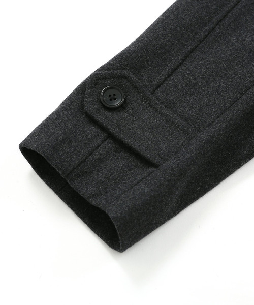 Audience（オーディエンス）の「ウールメルトン 比翼ステンカラー ロングコート（ステンカラーコート・メンズ・ブラック/ネイビー/キャメル/チャコール・M/L/XL）」の8枚目の写真