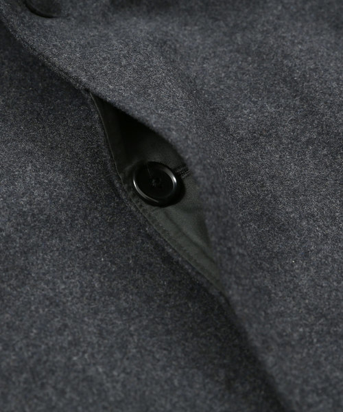 Audience（オーディエンス）の「ウールメルトン 比翼ステンカラー ロングコート（ステンカラーコート・メンズ・ブラック/ネイビー/キャメル/チャコール・M/L/XL）」の13枚目の写真