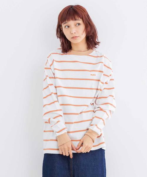 X-girl(エックスガール)の「STRIPED L/S TEE(Tシャツ/カットソー)」|ホワイト
