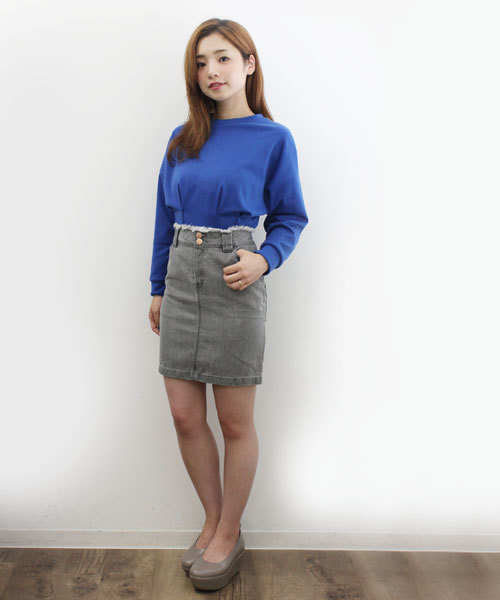 Kastane（カスタネ）の「ウエスト裁ち切りスカート（スカート・レディース・ブルー/グレー/グリーン/ブラック・X-SMALL/SMALL/LARGE/MEDIUM）」の3枚目の写真