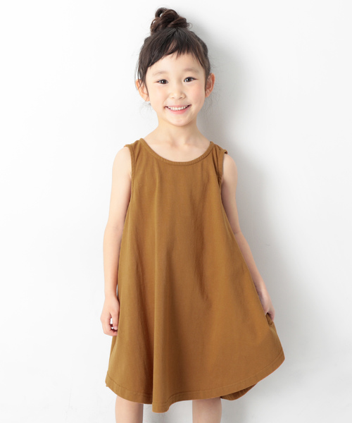 devirock（デビロック）の「フレアタンクワンピース（ワンピース・キッズ・ホワイト/キャメル/杢グレー/ブラック/カーキ/レッド系その他/ラベンダー・150cm/160cm/140cm/130cm/120cm/100cm/110cm）」の6枚目の写真