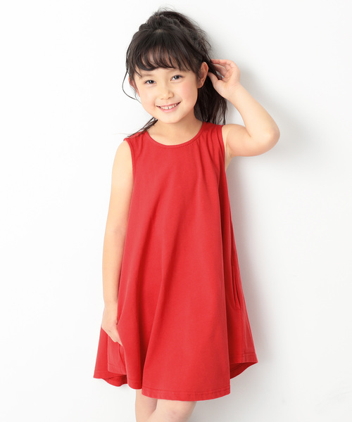 devirock（デビロック）の「フレアタンクワンピース（ワンピース・キッズ・ホワイト/キャメル/杢グレー/ブラック/カーキ/レッド系その他/ラベンダー・150cm/160cm/140cm/130cm/120cm/100cm/110cm）」の7枚目の写真