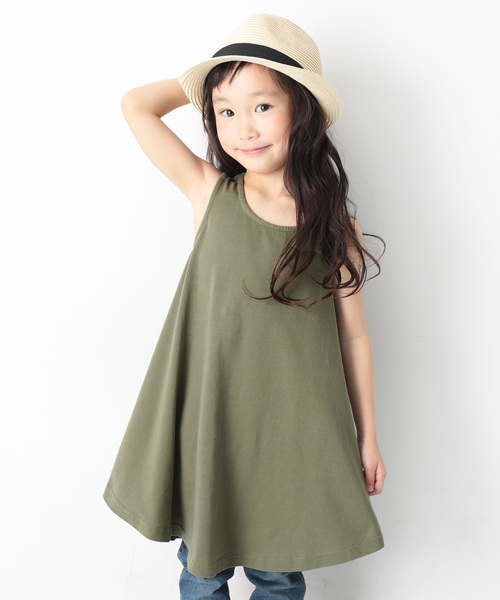 devirock（デビロック）の「フレアタンクワンピース（ワンピース・キッズ・ホワイト/キャメル/杢グレー/ブラック/カーキ/レッド系その他/ラベンダー・150cm/160cm/140cm/130cm/120cm/100cm/110cm）」の4枚目の写真