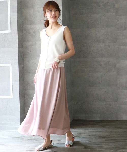 HER CLOSET（ハークローゼット）の「【HERCLOSET】フレアマキシスカート（スカート・レディース・ブルー/ピンクベージュ/テラコッタ/ミント/ラベンダー・M）」の9枚目の写真