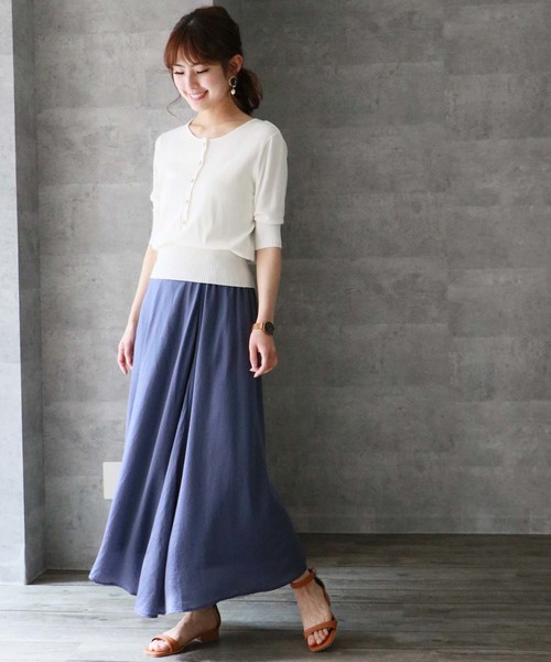 HER CLOSET（ハークローゼット）の「【HERCLOSET】フレアマキシスカート（スカート・レディース・ブルー/ピンクベージュ/テラコッタ/ミント/ラベンダー・M）」の22枚目の写真