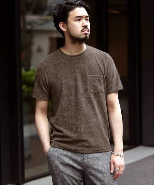 EDIFICE（エディフィス）の「イズミール パイル クルーネック TEE（Tシャツ/カットソー・メンズ・ホワイト/ブルー系その他/ライトグレー/ブラウン/ブラック・46/48/44）」の4枚目の写真