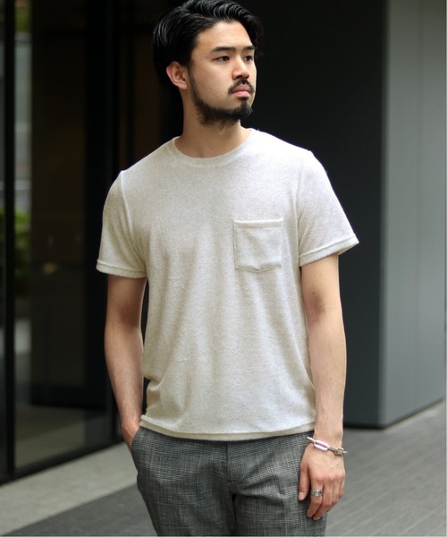 EDIFICE（エディフィス）の「イズミール パイル クルーネック TEE（Tシャツ/カットソー・メンズ・ホワイト/ブルー系その他/ライトグレー/ブラウン/ブラック・46/48/44）」の2枚目の写真