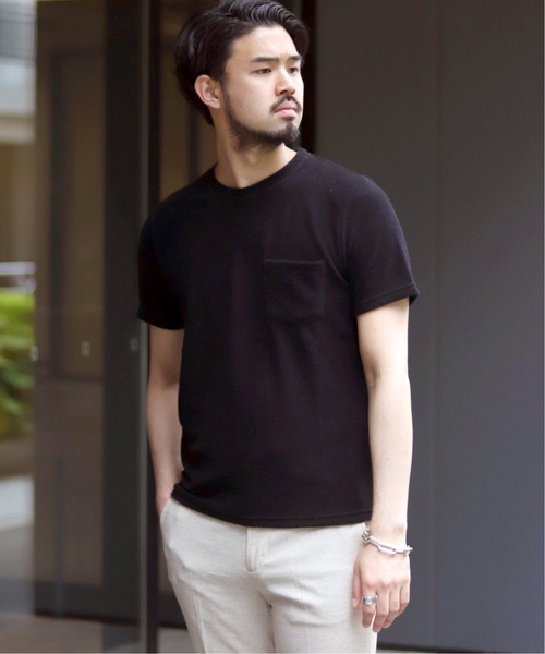 EDIFICE（エディフィス）の「イズミール パイル クルーネック TEE（Tシャツ/カットソー・メンズ・ホワイト/ブルー系その他/ライトグレー/ブラウン/ブラック・46/48/44）」の3枚目の写真