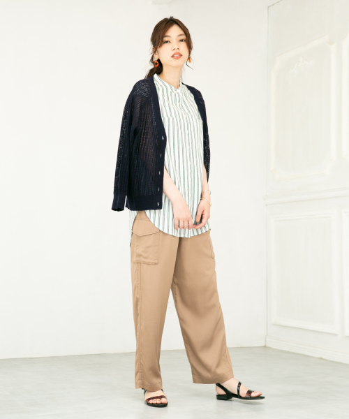 GLOBAL WORK（グローバルワーク）の「イージーケアリネンチュニック/834832（シャツ/ブラウス・レディース・ホワイト/ベージュ/ブラウン/サックスブルー・MEDIUM/LARGE）」の22枚目の写真