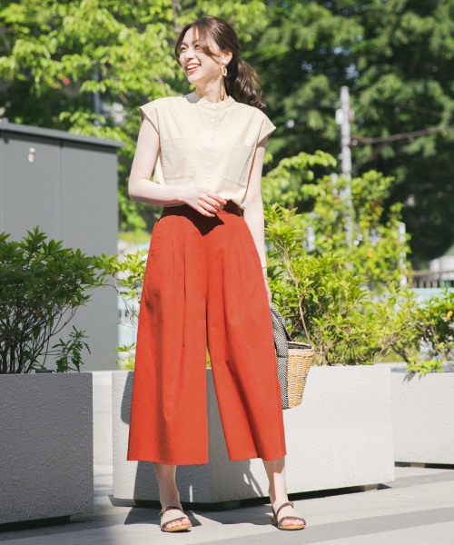 GLOBAL WORK（グローバルワーク）の「イージーケアリネンチュニック/834832（シャツ/ブラウス・レディース・ホワイト/ベージュ/ブラウン/サックスブルー・MEDIUM/LARGE）」の21枚目の写真