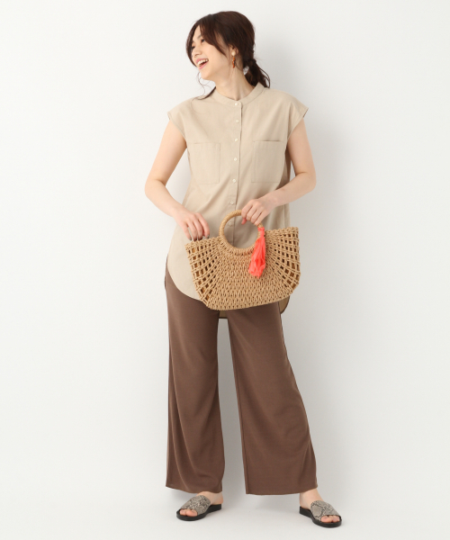 GLOBAL WORK（グローバルワーク）の「イージーケアリネンチュニック/834832（シャツ/ブラウス・レディース・ホワイト/ベージュ/ブラウン/サックスブルー・MEDIUM/LARGE）」の19枚目の写真