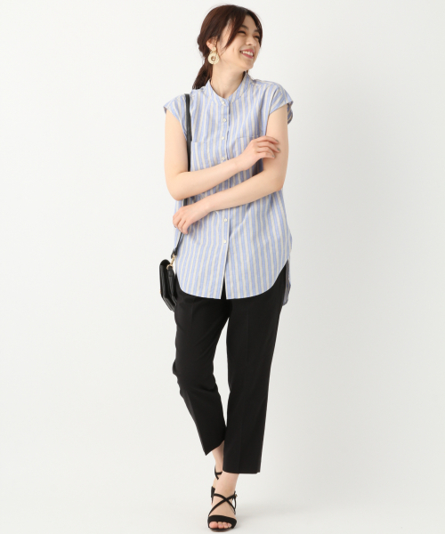 GLOBAL WORK（グローバルワーク）の「イージーケアリネンチュニック/834832（シャツ/ブラウス・レディース・ホワイト/ベージュ/ブラウン/サックスブルー・MEDIUM/LARGE）」の18枚目の写真