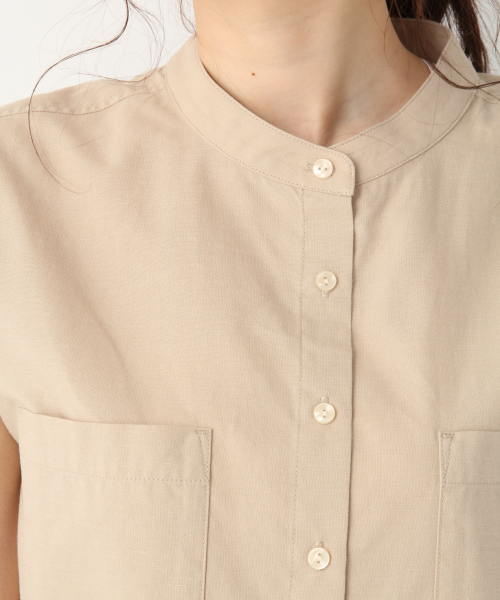GLOBAL WORK（グローバルワーク）の「イージーケアリネンチュニック/834832（シャツ/ブラウス・レディース・ホワイト/ベージュ/ブラウン/サックスブルー・MEDIUM/LARGE）」の12枚目の写真