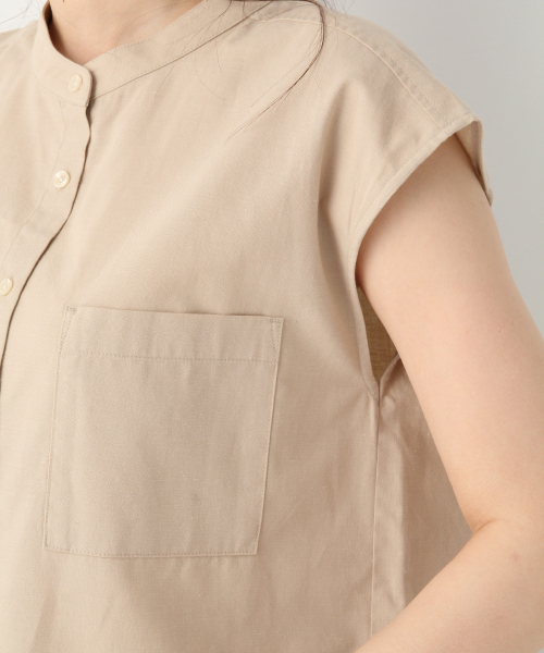 GLOBAL WORK（グローバルワーク）の「イージーケアリネンチュニック/834832（シャツ/ブラウス・レディース・ホワイト/ベージュ/ブラウン/サックスブルー・MEDIUM/LARGE）」の11枚目の写真