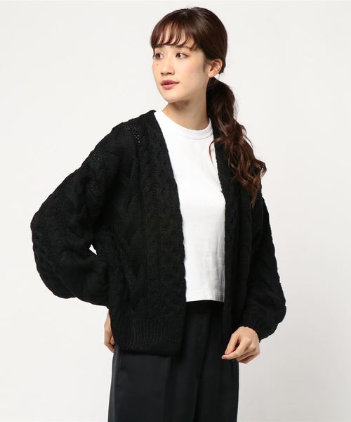 VENCEEXCHANGE（ヴァンスエクスチェンジ）の「ボリュームケーブルカーディガン（カーディガン/ボレロ・レディース・ブラック/ベージュ/パープル/グレー/オフホワイト・M）」の3枚目の写真