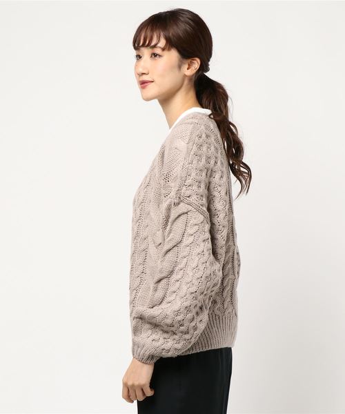 VENCEEXCHANGE（ヴァンスエクスチェンジ）の「ボリュームケーブルカーディガン（カーディガン/ボレロ・レディース・ブラック/ベージュ/パープル/グレー/オフホワイト・M）」の6枚目の写真