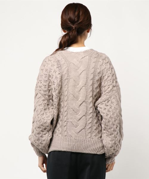 VENCEEXCHANGE（ヴァンスエクスチェンジ）の「ボリュームケーブルカーディガン（カーディガン/ボレロ・レディース・ブラック/ベージュ/パープル/グレー/オフホワイト・M）」の7枚目の写真