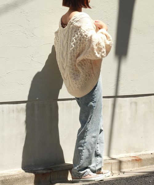 VENCEEXCHANGE（ヴァンスエクスチェンジ）の「ボリュームケーブルカーディガン（カーディガン/ボレロ・レディース・ブラック/ベージュ/パープル/グレー/オフホワイト・M）」の8枚目の写真