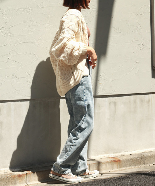 VENCEEXCHANGE（ヴァンスエクスチェンジ）の「ボリュームケーブルカーディガン（カーディガン/ボレロ・レディース・ブラック/ベージュ/パープル/グレー/オフホワイト・M）」の9枚目の写真